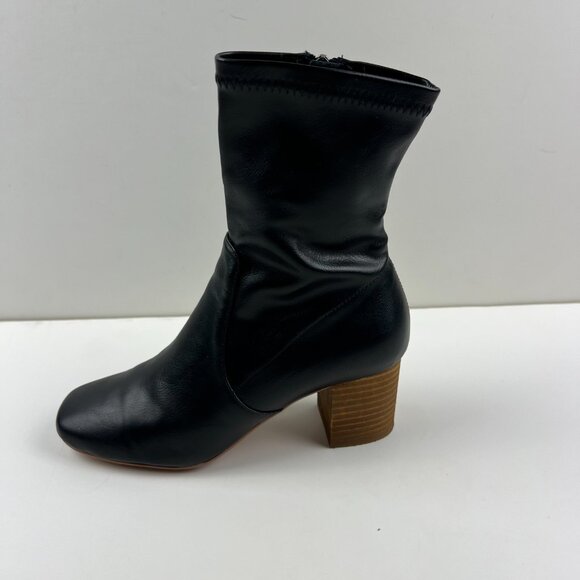 Anthropologie Silent D Black Cabre Boots with Stacked Leather Heel Size 36 - Picture 4 of 10